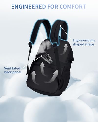 ECOHUB Travel Backpack for Men Women, 17.3 inch Suspended Laptop Backpack, Fashion Water-Resistant 28L Personal Item Bag with 12 Pockets for Causal, Work, Black - color: Black