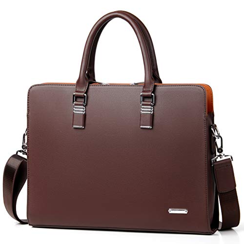 FSD.WG]Business Bag Leather Briefcase Shoulder Laptop Business Bag for Men - color: Brown(l)
