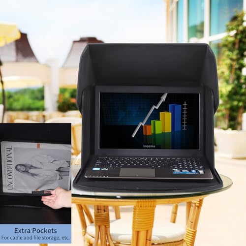 Laptop Sun Shade,Laptop Sun Shade for Working Outside,Foldable and Portable Screen Sun Glare Shield Sleeve,Outdoor Computer Cover,Privacy Protective Hood Sunshade Bag15-16inches (Patent Pending) - size: 15-16inches