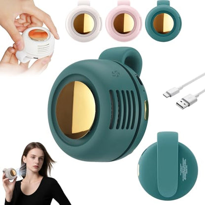 Portable Clip on Fan, 2026 New Silent Mini Bladeless Electric Fan, Mini Fans With Clip, 3-Speed Suspended Waist Fans for Outdoor & Travel & Office (Green) - color: Green