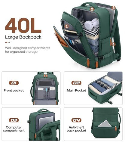 UKEIN Luggage Sets 3 Piece, PC Hardside Large Luggage 24 Inch With Spinner Wheels with TSA Lock, Carry On Suitcase Set With Travel Backpack for Men (Green, 3 piece set (24inch)) - color: Green, size: 3 piece set (24inch)