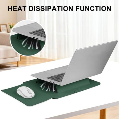 HoYiXi 13.3'' /13.6'' Laptop Sleeve Case PU Leather with Stand Compatible with MacBook Pro 14/MacBook Air 13(M1 M2)/ASUS Vivobook 14/Dell XPS 13/ASUS Matebook,13-14'' Laptop Bag,Dark Green - color: Dark green, size: 13.3'' / 13-14 Inch Laptop