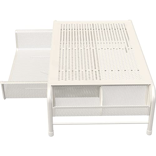 Simple Houseware Metal Desk Monitor Stand Riser with Organizer Drawer, White - color: White