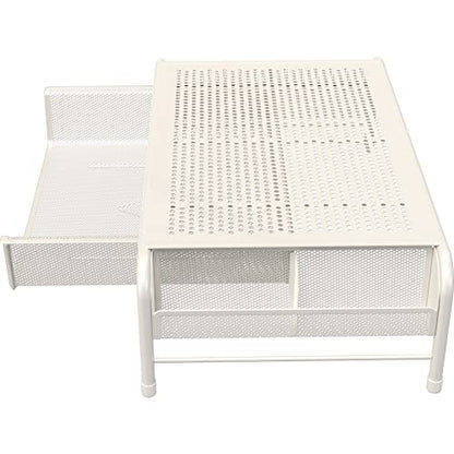 Simple Houseware Metal Desk Monitor Stand Riser with Organizer Drawer, White - color: White