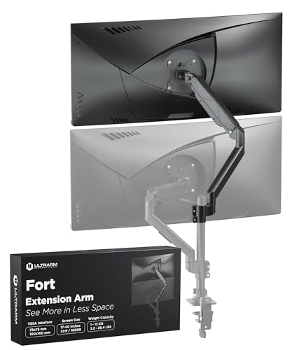 Extra-Tall Extension Arm Accessory for MA12P-S Do Not Use Alone | Max 4 Screens, Dual 40" Vertical Stacked Monitor Mount, Base & Pole Not Included, VESA 100x100, Black, MA12P-A - size: Extension Monitor Arm