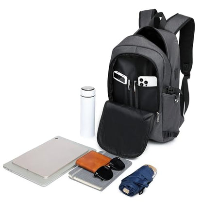 Kono Travel Laptop Backpack with USB Charging Port, Business Anti Theft Slim Sturdy Personal Item Bag, Water Resistant College Computer Daypack for Men & Women Fits 15.6 Inch Notebook, Dark Grey - color: Dark Grey