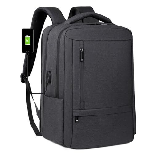 Business Travel Laptop Backpack with USB Charging Port, Oxford Fabric, 20-35L Capacity, Fits 15 Inch Laptop (Dark Gray) - color: Dark Gray