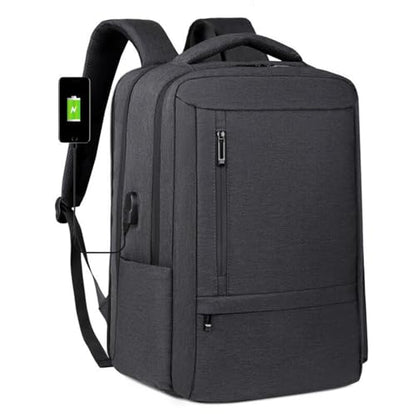 Business Travel Laptop Backpack with USB Charging Port, Oxford Fabric, 20-35L Capacity, Fits 15 Inch Laptop (Dark Gray) - color: Dark Gray