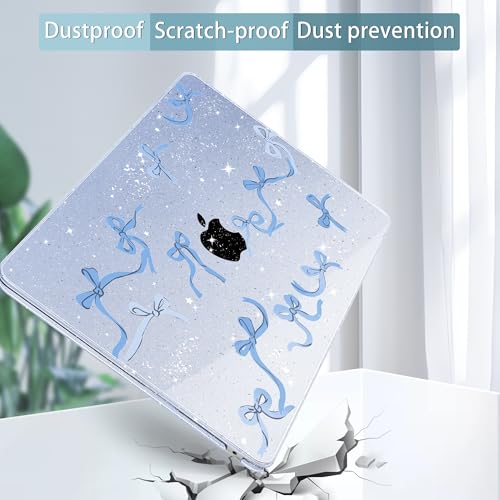 Tuiklol for MacBook Air 13 inch Case M5 2026 M4 2025 M3 2024 M2 2022 Release Model A3449 A3240 A3113 A2681,Plastic Hard Shell Cover for MacBook Air 13.6 with Touch ID, Blue Bow - color: Blue bow