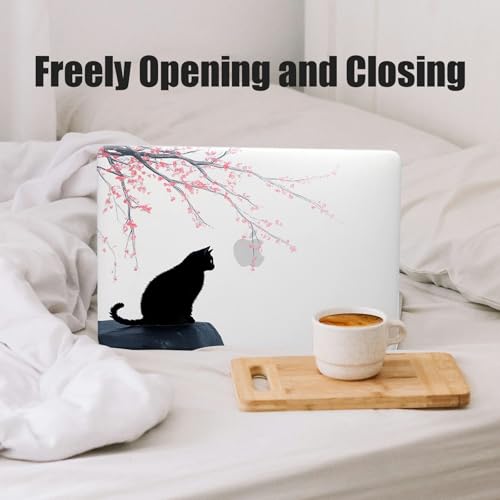 DTangLsm for MacBook Air 15 inch Case M5 M4 M3 M2 2026-2023 Laptop Cover | Model A3448 A3241 A3114 A2941, Cute Clear Plastic Hard Shell Mac Air 15 Laptop Case and Keyboard Cover, Black Cat - color: Black Cat