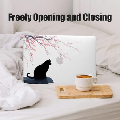 DTangLsm for MacBook Air 15 inch Case M5 M4 M3 M2 2026-2023 Laptop Cover | Model A3448 A3241 A3114 A2941, Cute Clear Plastic Hard Shell Mac Air 15 Laptop Case and Keyboard Cover, Black Cat - color: Black Cat