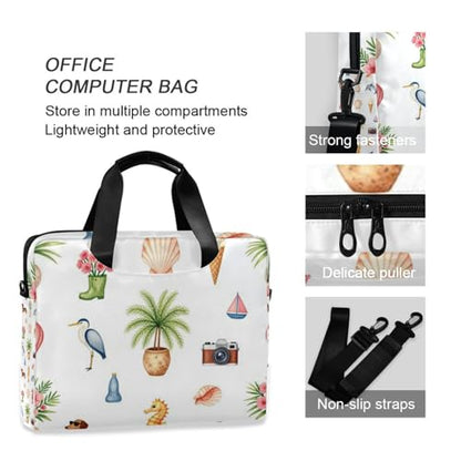Laptop Zipper Case Portable Crossbody Messenger with Handle and Shoulder Strap 15.6 inch Case Hard Cover with Zipper Sea Ocean Animal Summer