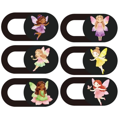 6Pcs 6 Styles Fairy Camera Cover Slide Cute Privacy Guard Accessories, 0.04 Inch Ultra Thin Webcam Cover Protector Blocker for Laptop Desktop Computer Tablet Notebook Mini PC Office Use - color: Fairy