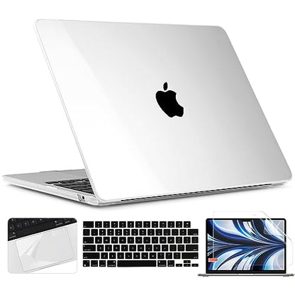 TWOLSKOO Compatible with MacBook Air 13 inch Case M5 2026 M4 2025 M3 M2 2024-2022 A3449 A3240 A3113 A2681, Plastic Hard Shell & Keyboard Cover & Screen Film for MacBook Air 13.6 inch, Crystal Clear - color: Crystal Clear