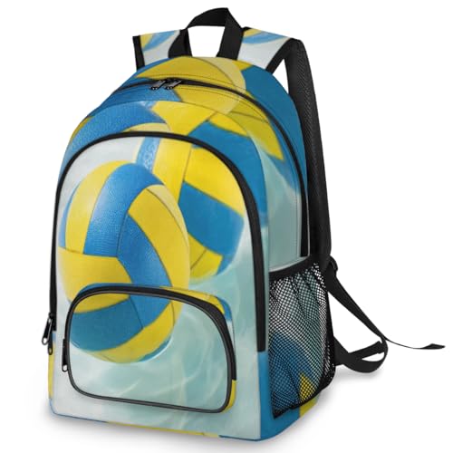 Ocean Beach Volleyball Large Backpack for Women and Men Waterproof Travel Laptop Backpack Lightweight Business Work Daypack Fits 17 Inch Computer - color: Multicolor 8