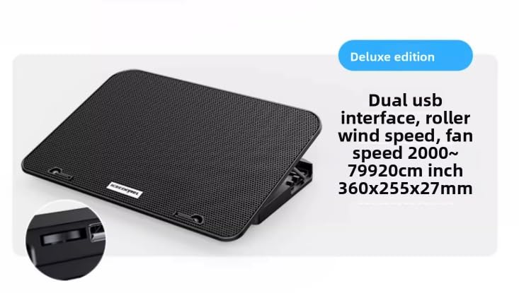 Metal Ice Cooler Silent Exhaust Portable Laptop Cooling Stand with 6 Cooling Fans, Cooling Pad for Laptop Fan 15.6 Inch, with Height Adjustable, Notebook Cooler Pad with Two USB Port