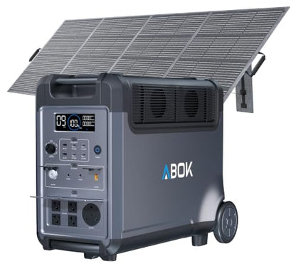 ABOK Ark3600 Portable Power Station with 400W Solar Panel,2000W Solar Input | 3840Wh LiFePO4 Battery, Expandable to 11520Wh,15 Outlets, 3600W Solar Generator for Home Backup, Hurricane, Camping, RV - style: Ark3600+400W