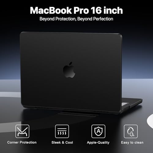 Macaset for MacBook Pro 16 inch Case 2024-2021 M4 M3 M2 M1 Pro/Max [Ultra-Thin Natural] for A3403 A3186 A2991 A2780 A2485 Protective Durable Matte Hard Shell Laptop Cover-Space Black Clear - color: Matte Black