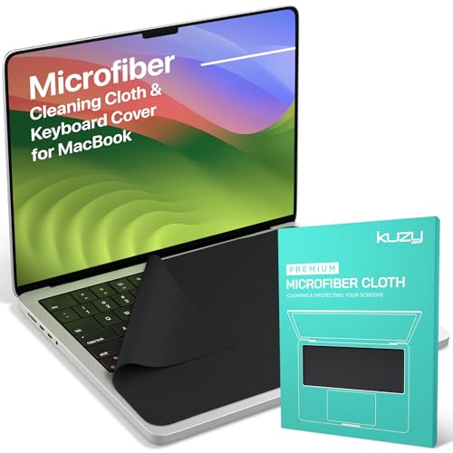 Kuzy Premium Microfiber MacBook Screen Cleaner and Keyboard Protector - Anti-Imprint Laptop Cleaning Cloth for MacBook Pro 16" and MacBook Air 15", Scratch-Free, 13 x 8.5 inches, 1 Pack - Black - color: Black, size: 15"/16" MacBooks - 1 Pack
