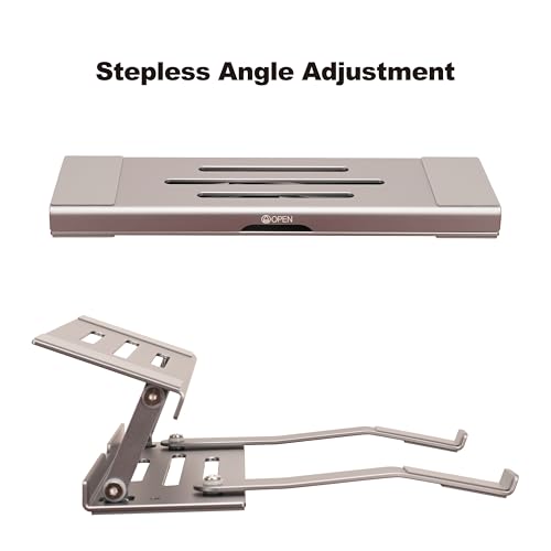 Aluminum Fold & Laptop Riser Stand 3-in-1 Adjustable, Foldable Cooling Stand with Integrated Storage Box, Ruler and Ultra-Slim Portable Design for MacBook, Tablet, Ipad, Keyboard and All Laptop - color: Space Gray