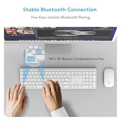 Wireless Bluetooth Keyboard with Numeric Keypad for Apple Mac OS | Rechargeable design. Fully compatible with iMac, Mac Mini/Pro, MacBook Air/Pro, iPad.