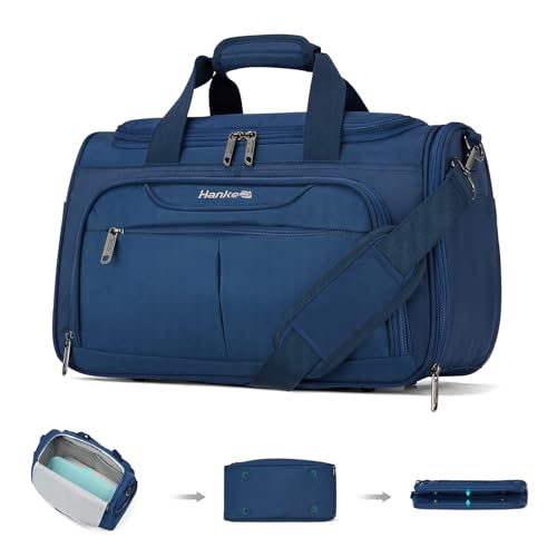 Hanke Small Underseat Carry On Luggage Bags for Travel with 10 Pockets. | Airline Approved Foldable Personal Bag w/ Luggage Sleeve; Tote Duffle & Bento Bag, Flight Attendant Weekender for Men & Women - color: Blue, size: Underseat Carry-On