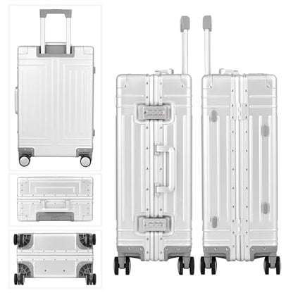 All Aluminum Magnesium Carry On Luggage，Cut from Whole Aluminum Sheet，22x14x9 Airline Approved ，（3rd Generation，Premium Magnesium Metal zipperless suitcase ） (silvery, 24inch) - color: silvery, size: 24 inch