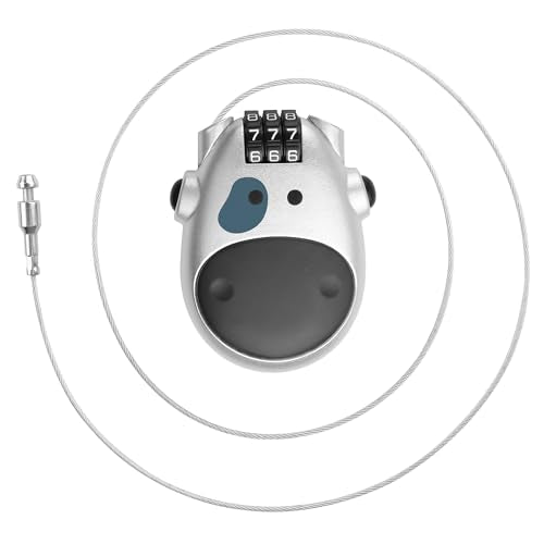 YACSEJAO Retractable 75 CM/2.5 FT Steel Wire Cable Lock, 3 Digit Combination Lock, Silver, Bike, Motorcycle, Luggage, Locker
