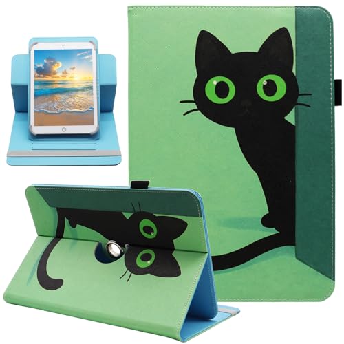 Universal 10 10.1 Inch Android Tablet Case, Dluggs 360 Degree Rotating Multi-Angle Viewing Stand Universal Case Cover for 10 10.1 and All 9.5-10.5 Inch Tablet, Peek Cat - color: Peek Cat