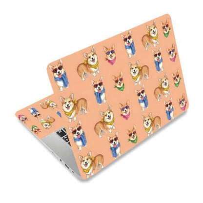 3Pcs Laptop Skin Sticker Decal Corgi PVC Laptop Sticker Fits for 12-16 Inch Notebook Waterproof Scratch Proof Universal Notebook PC Personalized Protector Gift - style: Corgi