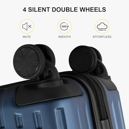 LEVEL8 Grace Carry on Luggage 22x14x9 Airline Approved, 20 Inch Hard Shell Suitcases with Spinner Wheels, Abs+Pc Hard Case Luggages with Tsa Lock for Airplane, Blue - color: Blue, size: 20 Inch