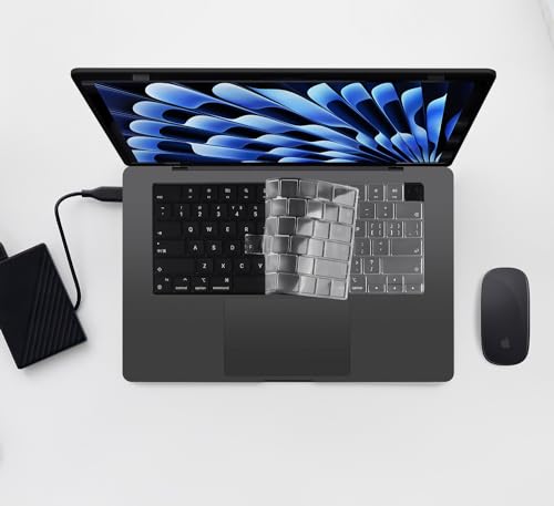 Ultra Thin Keyboard Cover for 2026-2024 MacBook Air 15 inch M5 M4 M3 Chip | A3448 A3241 A3114 TPU Protector Skin, MacBook Air M5 Accessories, Invisible, Anti Fingerprints & Dust, Clear - size: MacBook Air 15"(2023-2026)