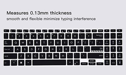 2PCS Keyboard Cover for ASUS VivoBook 16X 16 F1605 F1605VA M1605 F1603 M1603 X1603, Vivobook Go 15.6" E1504FA, VivoBook Pro 16X OLED K3605 K6602 N7601 TN3604,VivoBook 15 15.6 K3502 M3502 M1503 K6501 - color: Black+Clear
