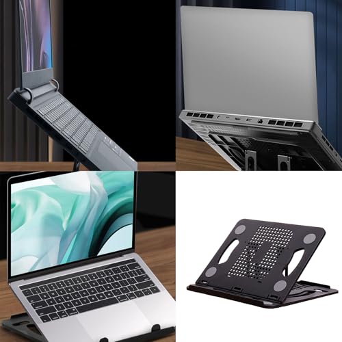 360 Degree Rotation Portable Desktop Bracket Foldable Laptop Tablets Holder for Ergonomic Adjustable Stand Portable Stand - color: Black