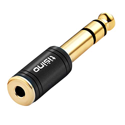 Tisino 3.5mm to 1/4 Stereo Adapter, 1/8 inch Female to 1/4 inch Male Aux Jack Converter Headphone Adapter - Black, 1PCS | 1/8" to 1/4" Headphone Jack Converter for Amp, Mixer, Guitar, Gold-Plated TRS Stereo Aux Adapter Audio Plug - size: Adapter 1 PCS