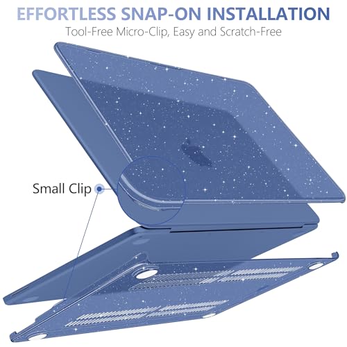 Batianda StarryMist Case for MacBook Neo 13 Inch 2026, Starry Indigo | 4-in-1 Bundle Subtle Glitter Mist Finish, Slim Lightweight Shell, Everyday Protection for MacBook Neo 13 Inch Model A3404 - color: Glitter‌ Indigo