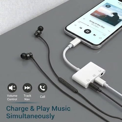 USB C to 3.5mm Headphone Adapter, USB C to Aux Headphone Splitter for 2 Headphones, USB C to 3.5mm Audio Adapter with PD Fast Charging Compatible with iPhone 17/16/15, iPad Pro, Galaxy S25/S24