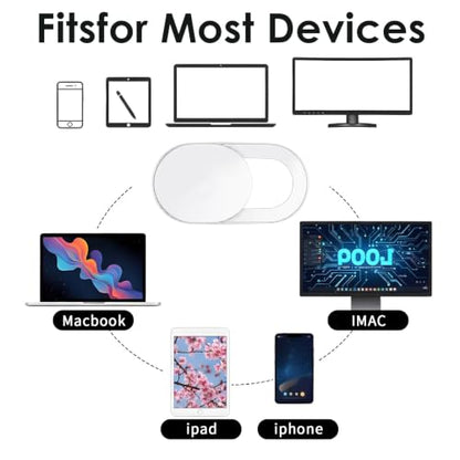 60 Pcs Phone Camera Cover Slide,Ultra-Thin Front Camera Cover for Phone | Cameras Blocker For Phone,Laptops & Computers, 0.004 In ABS Webcam Blocker to Protect Privacy & Security (White)