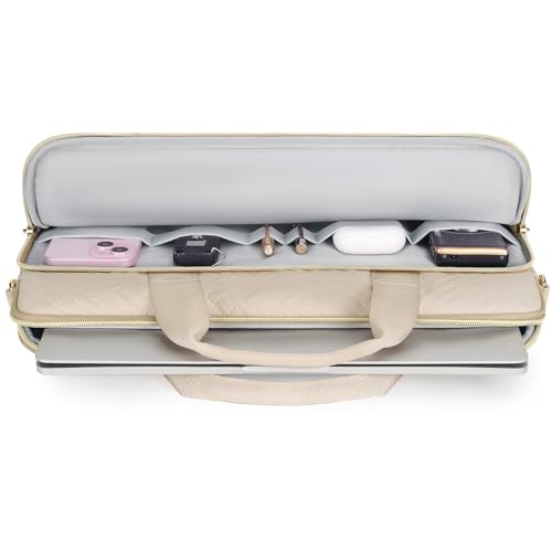 DOMISO 14 inch Laptop Case Sleeve Protective Cover Compatible with MacBook Air 15 M4 M3 M2,MacBook Pro,14-15 inch HP Dell ASUS Lenovo Chromebook,Waterproof Computer Bag with Shoulder Strap,Beige - color: Beige, size: 14 inch