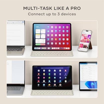 Satechi OntheGo Bluetooth Keyboard, Connect Up to 3 Devices, for iPad, Sand | Adjustable stand, USB-C rechargeable battery, compact & portable, for iPad, tablet - color: Sand