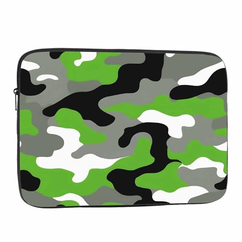 Laptop Sleeve Bag 15.4 15.6 Inch,Camouflage Skin Camo Green White Black Protective Polyester Computer Cases Laptop Cover Briefcase Bag Tablet Travel Cover - color: LPS-030