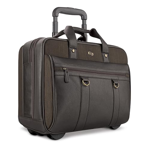 Solo New York Rolling Case with Wheels - Roller Laptop Bag for Travel, Wheeled Briefcase for Women & Men- MacDougal, Espresso