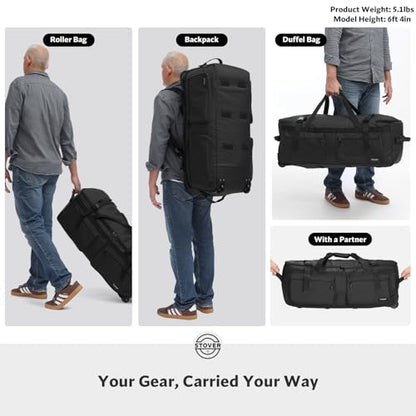 45/80/100L U-Zip Rolling Duffel Bag with Wheels, X-Large Durable Travel Duffle + Toiletry Bag, Lay-Flat Opening, Packable w/Shoulder Straps- Use as Luggage or Backpack, Men/Women (Black) - color: U-Zip Black
