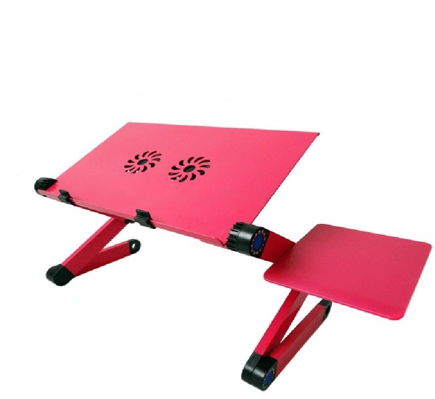 Adjustable Lap Laptop Computer Portable CPU Cooling Fan Ergonomic Vented Table Stand Desk Tray (480 * 260mm with Mouse Pad & Double Fans, Pink) - color: Pink, size: 480*260mm with Mouse Pad & Double Fans