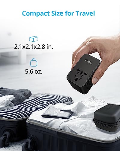 Universal Travel Adapter, VINTAR 75W GaN International Power Adapter with 3 USB C PD and 2 USB A QC, All in One Travel Essentials for UK/EU/USA/AUS, Travel Adapter Worldwide for Laptops Tablets Phones - color: 75W Black