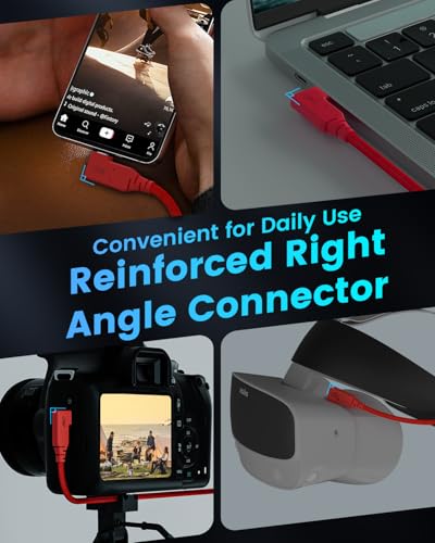 GeoHN.G USB C Tethering Cable 16.5FT, Right Angle USB4 Video Cable with PD 240W, 4K@60Hz 20Gbps Link Cord for Fast Transfer and Connection Between Camera and Computer-Sony/Canon/Nikon/MacBook - size: 16.5FT