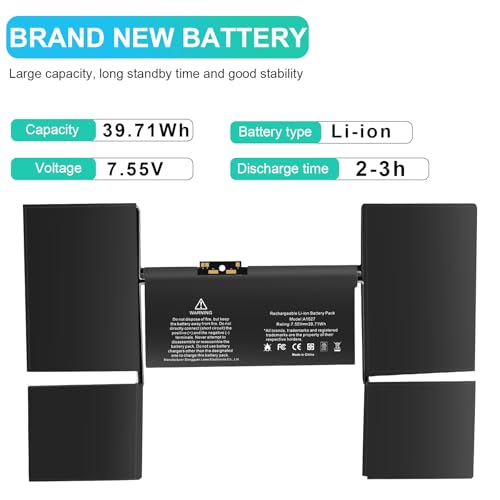 Futurebatt A1527 Battery Replacement for A1705 A1534 Battery Fit for MacBook8,1 9,1 10,1 A1534 MacBook Rtina 12 inch 12 Inch Retina EMC 2746 2991 3099 661-02267 - size: A1527 13.62 8.39 0.71in
