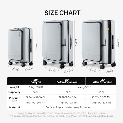 NINETYGO Medium Checked Luggage 25 Inch, Flat Top Opening Check In Luggage with Cup Holder, Expandable, Lightweight PC Hard Shell, TSA Lock, 360° Spinner Wheels (Charcoal Coconut Milk) - color: 06-Charcoal Coconut Milk, size: Checked 25-Inch (Top Opening,
