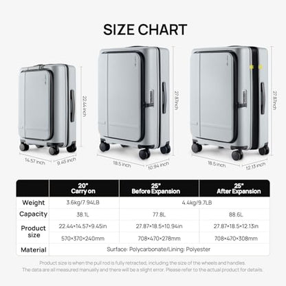 NINETYGO Medium Checked Luggage 25 Inch, Flat Top Opening Check In Luggage with Cup Holder, Expandable, Lightweight PC Hard Shell, TSA Lock, 360° Spinner Wheels (Charcoal Coconut Milk) - color: 06-Charcoal Coconut Milk, size: Checked 25-Inch (Top Opening,