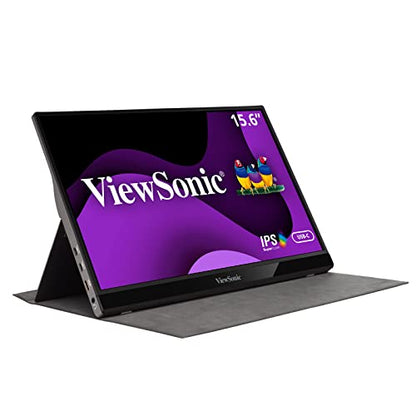 ViewSonic VG1655 15.6 Inch 1080p Portable Monitor, IPS Display with Eye Care for Comfortable Mobile Workspaces and Second Screen Productivity, Built-in Stand, 60W USB-C, and mini HDMI Inputs - style: 1920 x 1080